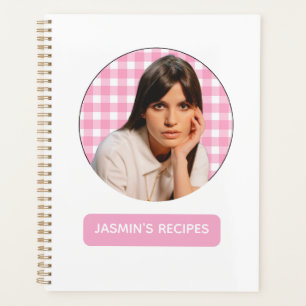 Rezepte Gingham-Muster rosa und Weiß Planer