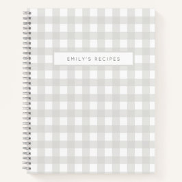 Rezepte | Gingham Pattern Grau und Weiß Notizbuch