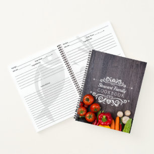 Rezepte Kochbuch Rustikales Holz Personalisiert Notizbuch