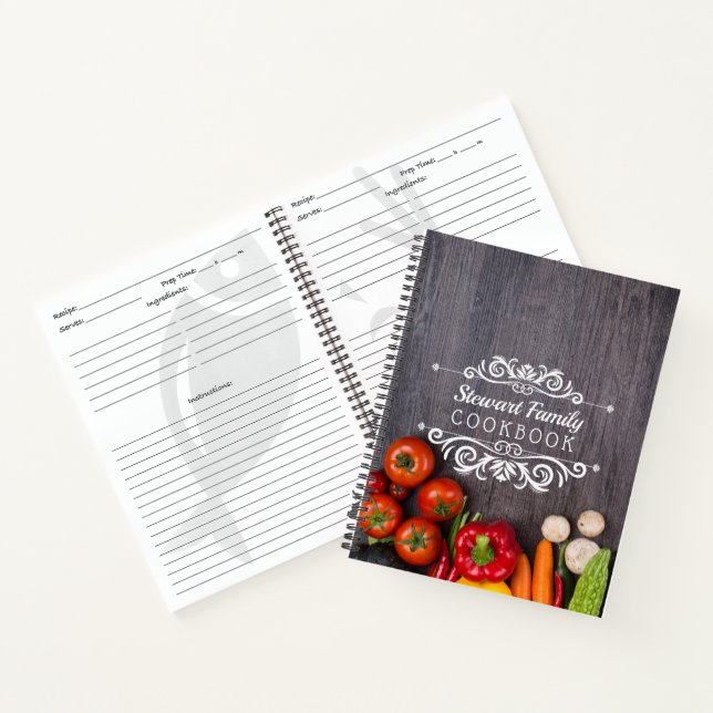 Rezepte Kochbuch Rustikales Holz Personalisiert Notizbuch (Innenseite)