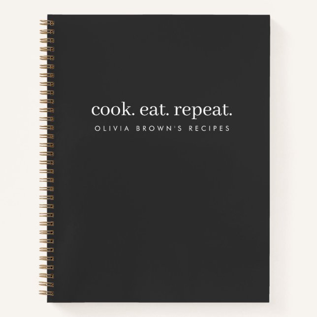 Rezepte | Minimalistische Kohle Graue Koch essen W Notizbuch (Vorderseite)