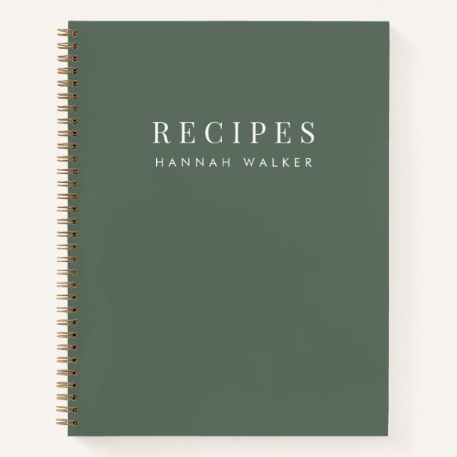 Rezepte | Minimalistisches Grünes Waldrezept Notizbuch (Vorderseite)