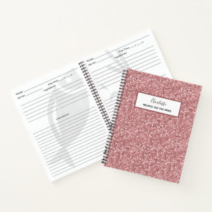 Rezepte mit rosa Glitter für die Braut-Brautjungfe Notizbuch