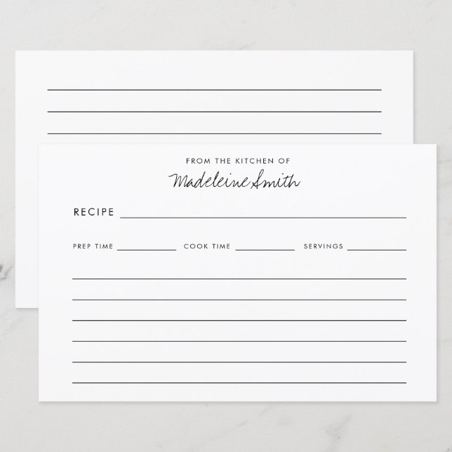 Rezepte Modernes Skript aus der Küche Rezept Karte (Vorne/Hinten)