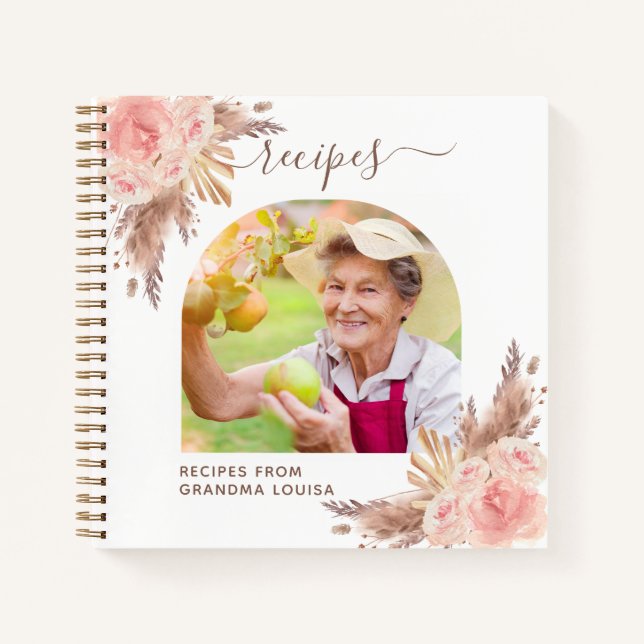 Rezepte Pampas Gras Rosa Blumensträuße Foto Notizbuch (Vorderseite)
