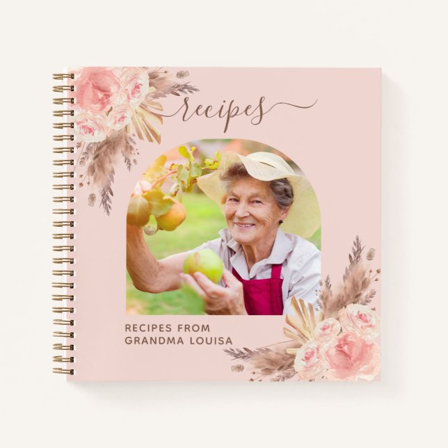Rezepte Pampelgras Rosa Blume Foto Notizbuch (Vorderseite)