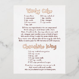 Rezepte Postkarte für abgebackenen Kuchen und Scho