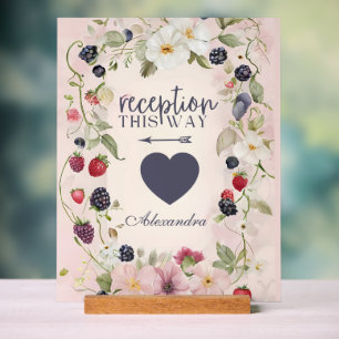 Rezeption auf diesem Weg Florales Beeren-Design Acrylschild
