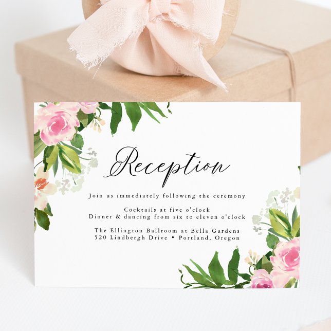 Rezeption für die Hochzeit von weichrosa Flora Begleitkarte (Von Creator hochgeladen)