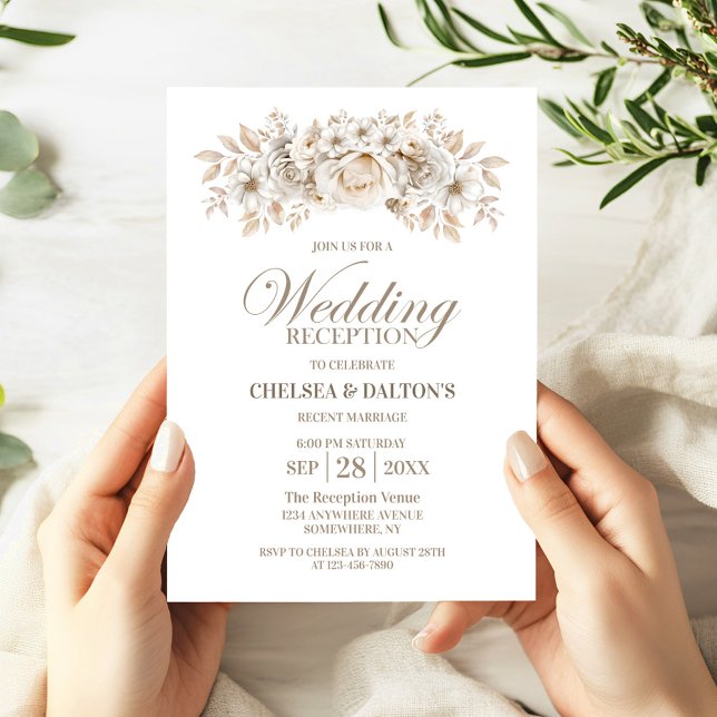 Rezeption für Hochzeiten mit weißer Blume Einladung (Von Creator hochgeladen)