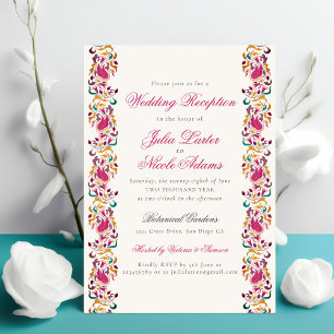 Rezeption für klassische Pearl Swan Floral Wedding Einladung