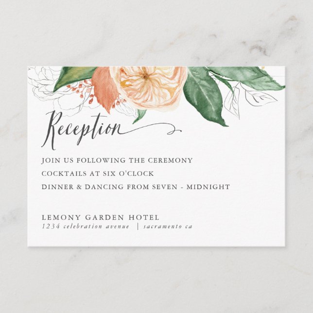 REZEPTION SPÄTERE Sommer Foliage Green Chic WEDDIN Begleitkarte (Vorderseite)