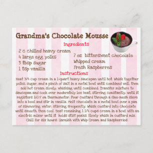 Rezeptionskarte für Oma mit Schokolade Postkarte