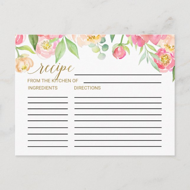 Rezeptionskarten für Pfirsich und Pink Peony Braut Postkarte (Vorderseite)