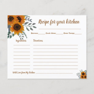 Rezeptkarte Brautdusche Sonnenblumen Grünpflanzen  Flyer