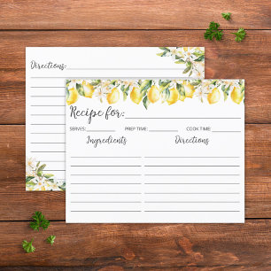 Rezeptkarte für Gelbe Zitronen und weiße Blume