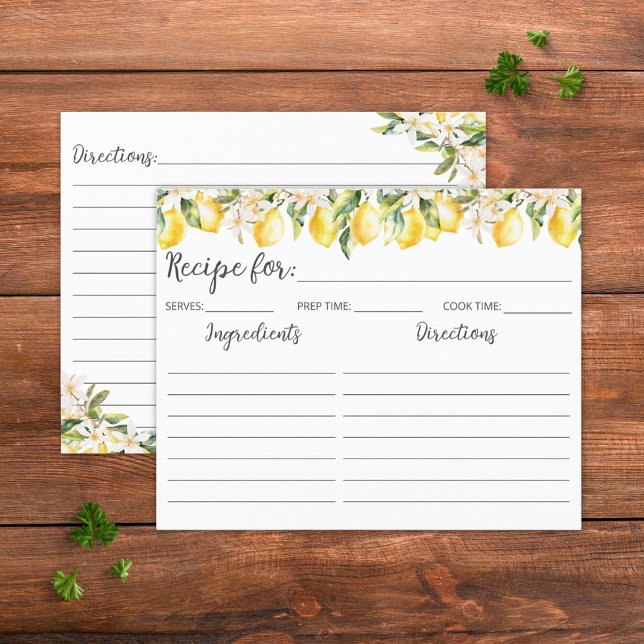 Rezeptkarte für Gelbe Zitronen und weiße Blume (In situ)