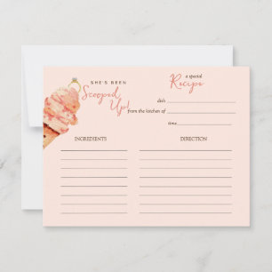 Rezeptkarte für rosa Eis zur Hochzeits-Party Einladung