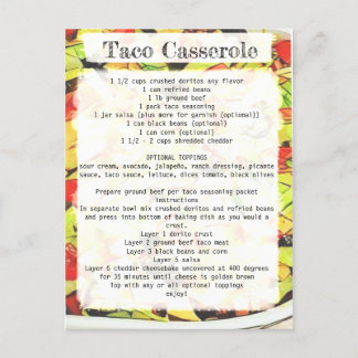 Rezeptkarte für Taco casserole Postkarte
