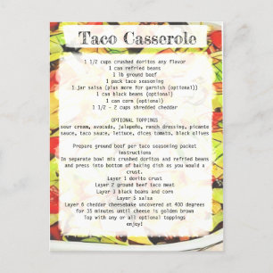 Rezeptkarte für Taco casserole Postkarte