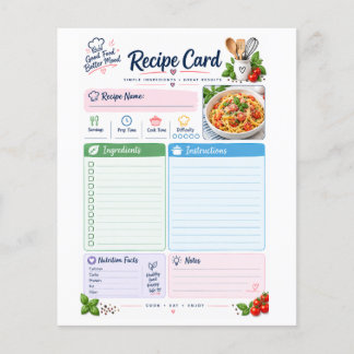 Rezeptkarte im Pastell-Look – Süßer Küchenrezept-O