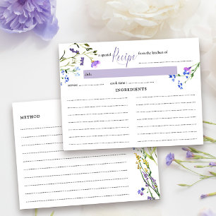 Rezeptkarte Lila Wildblumen-Brautjunggesellinnenab Postkarte
