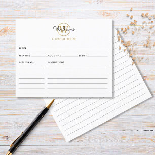Rezeptkarte mit goldenem Monogramm in Schriftart