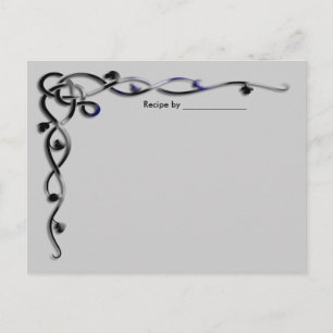 Rezeptkarte mit schwarzen und silbernen Blättern f Postkarte