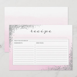 Rezeptkarte Pink und Silber Einladung