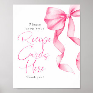 Rezeptkarten Rosa Schleife Hochzeitsdusche Schild