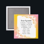 Rezeptoräquivalent Pastel Floral Kühlschrankmagnet<br><div class="desc">Finden Sie Rezepte Messäquivalente mit dieser Liste von gemeinsamen Messäquivalenten für Hilfe Backen und Kochen in der Küche. In pretry Pastellpinken und Orangen mit einfachem Blumenmuster,  von MomsRetro</div>