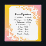 Rezeptoräquivalent Pastel Floral Kühlschrankmagnet<br><div class="desc">Finden Sie Rezepte Messäquivalente mit dieser Liste von gemeinsamen Messäquivalenten für Hilfe Backen und Kochen in der Küche. In pretry Pastellpinken und Orangen mit einfachem Blumenmuster,  von MomsRetro</div>