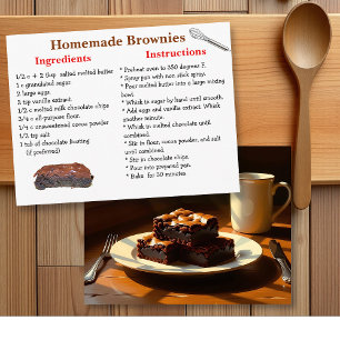 Rezeptpostkarte für selbstgemachte Brownies Postkarte