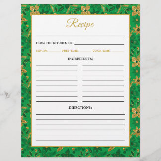Rezeptseite für grüne und goldene Weihnachtssterne Flyer