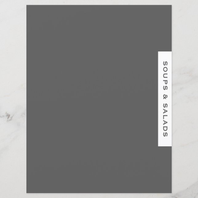 Rezessionsabteilung | Suppen und Salate | Grau und (Vorderseite)