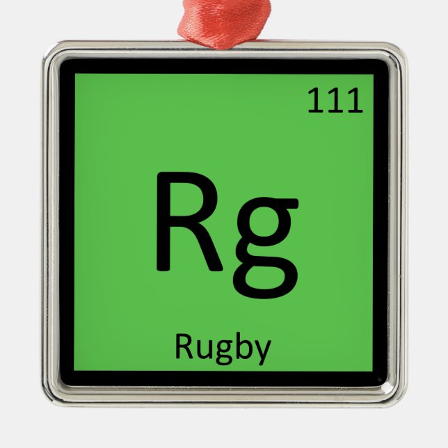 Rg - Rugby Sports Chemistry Periodisches Tabellens Silbernes Ornament (Vorne)