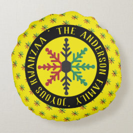 RGB Snowflakes Muster Name Joyous Kwanzaa hinzufüg Rundes Kissen