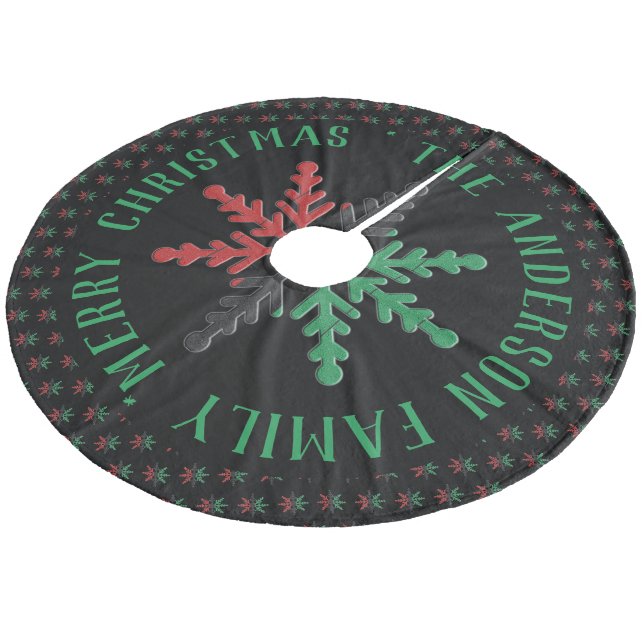 RGB Snowflakes Muster Name Kwanzaa hinzufügen Fleece Weihnachtsbaumdecke (Schrägansicht)