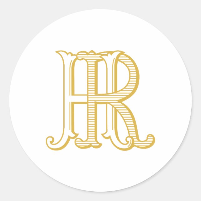 RH Monogramm oder HR Monogramm-Aufkleber Runder Aufkleber (Vorderseite)