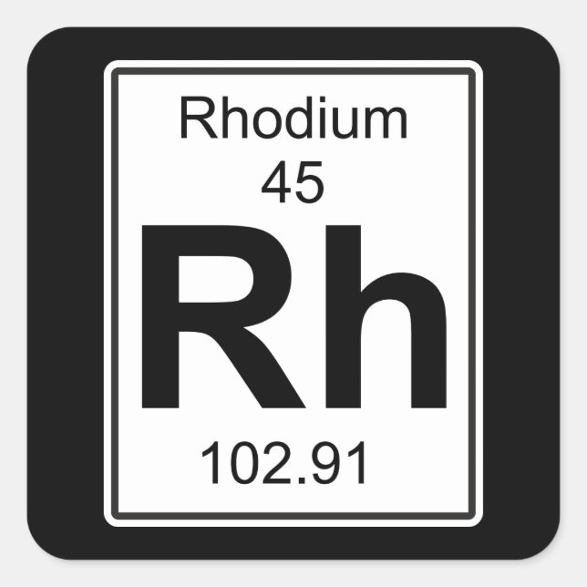 Rh - Rhodium Quadratischer Aufkleber (Vorderseite)