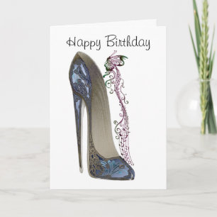 Rhapsody in Blue Stiletto Shoe Art Karte