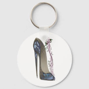 Rhapsody in Blue Stiletto und Butterfly Music Art Schlüsselanhänger