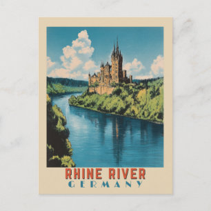 Rhein Fluss Deutschland Vintage Reise Postkarte