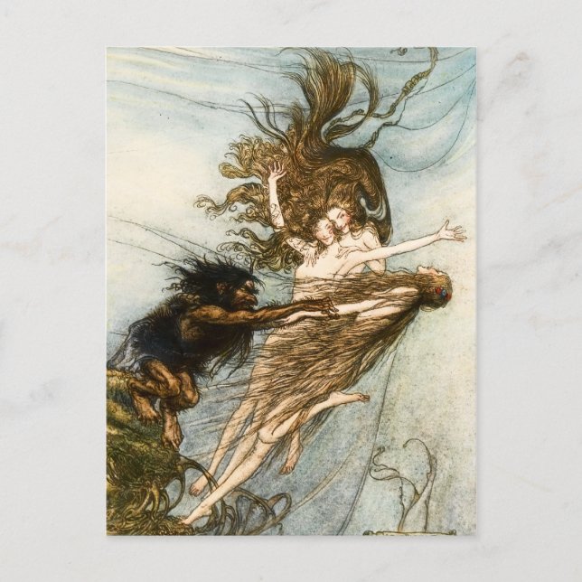 Rhein Maidens und Alberich Postkarte (Vorderseite)