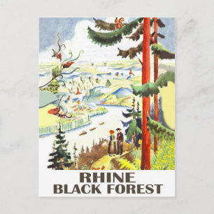 Rhein, Schwarzwald, Deutschland. Vintage Reise. Postkarte