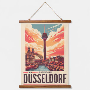 Rhein Tower Dusseldorf Rheinturm - Deutsche Schenk Wandteppich Mit Holzrahmen