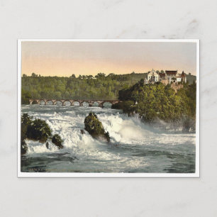 Rheinfall mit Schloss Laufen, Schiffchen. Klassike Postkarte