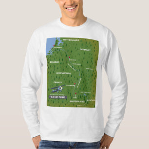 Rheinrückwärts-Reiseplan. Holzwandkunst T-Shirt