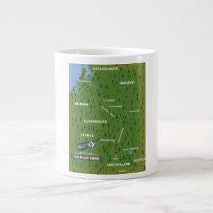 Rheinrückwärts-Reiseplan. Riesenkaffee-Tasse Jumbo-Tasse