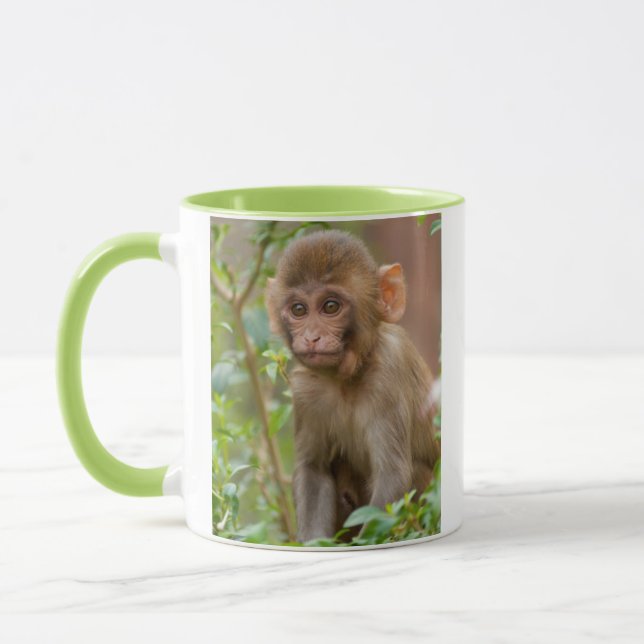 Rhesus Monkey Baby, Monkey Temple, Jaipur Tasse (Links)